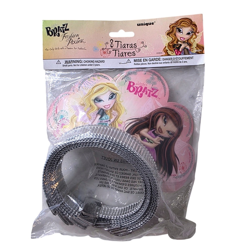 Vintage Bratz Fashion Pixiez 8 Tiaras Party Favors Silver Pink Y2K NEW Birthday